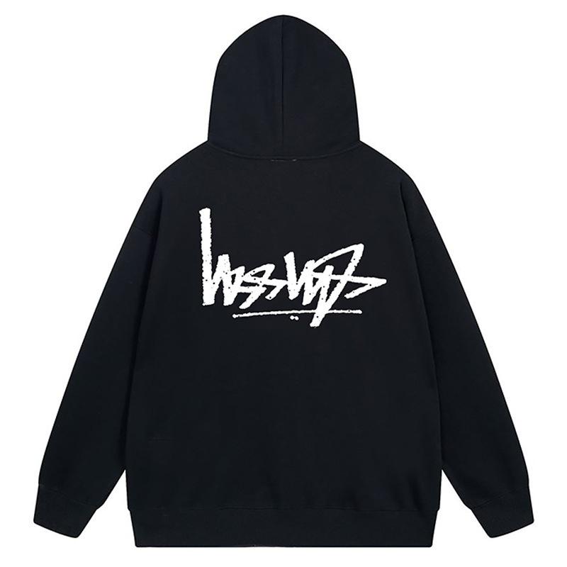 Trendy brand zipper hooded autumn and winter new letter flame pai jiu couple coat