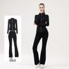 Women's No-Mesh Yoga Suit: High Elasticity Stand Collar Jacket & High-Waisted Flare Pants