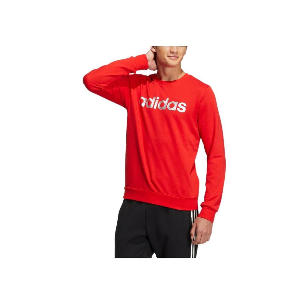 Adidas Neo Letter Logo Print Crew Neck Long Sleeve Sweatshirt Men Tops Red HD4692