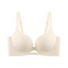 Cream Wireless Bra with Deep V Neckline and Adjustable Straps