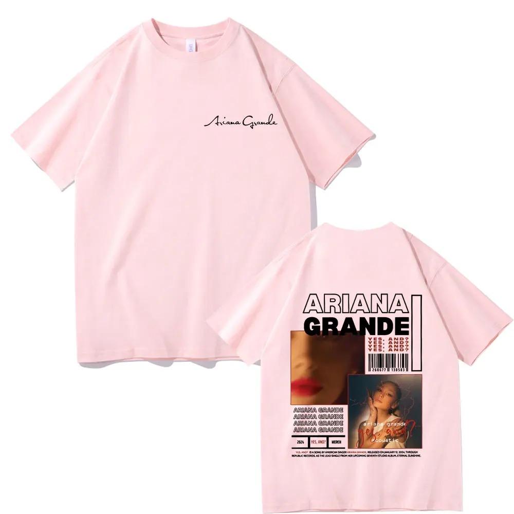 

Singer Ariana Grande Yes and Music Album Double Sided Print T-shirt Men Women Fashion Oversized Tshirt Male Casual Cotton Tees 4XL