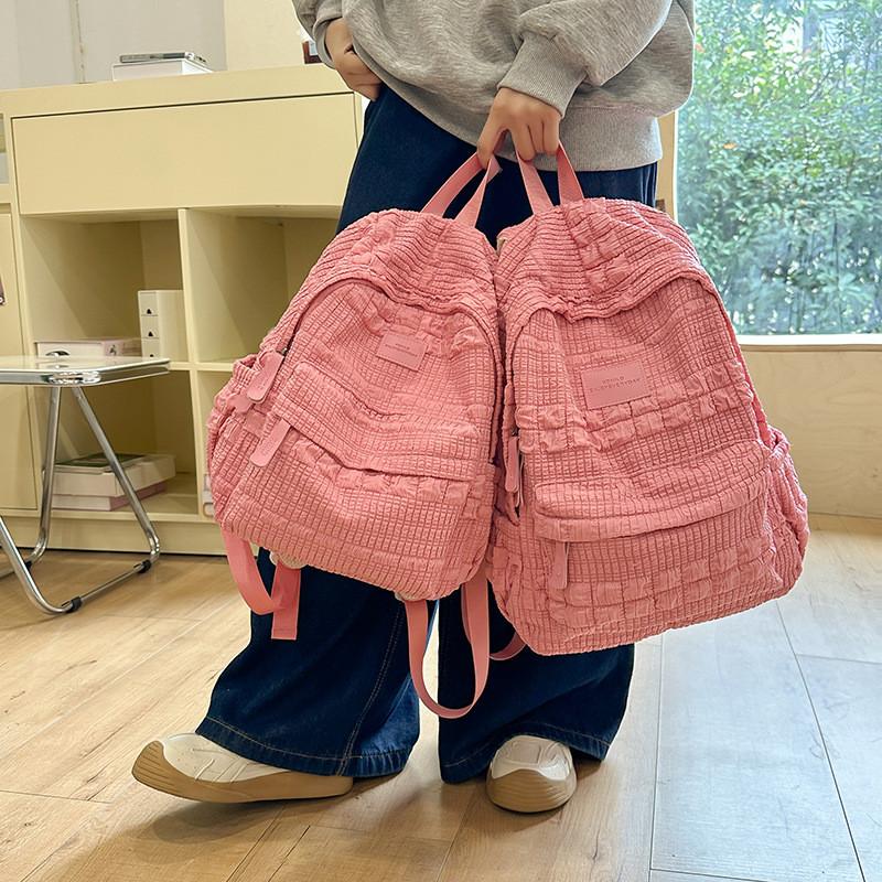 Nylon Sweet Style College Backpack With Macaron Colors For Girls And Teens