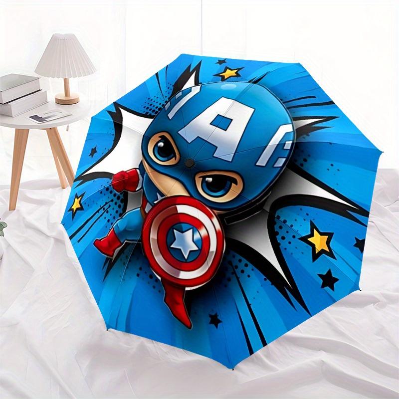 1pc Captain America, SuperheroDesign Automatic Opening/Closing Folding Umbrella with 8 Iron Ribs, Portable Sunshade for Men and Women y250724024