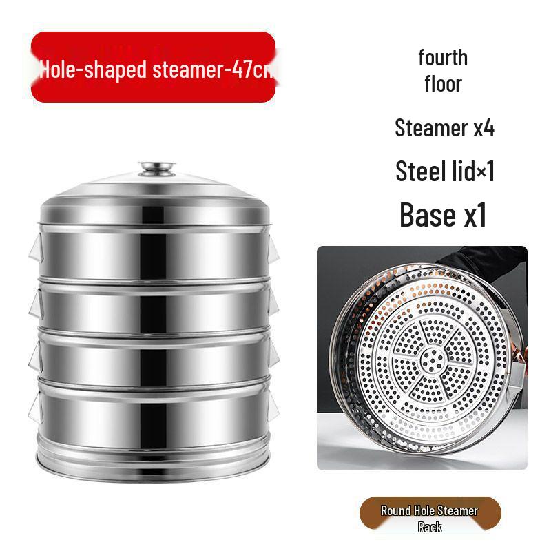 Large-Capacity Stainless Steel Steamer Basket for Fish and Buns