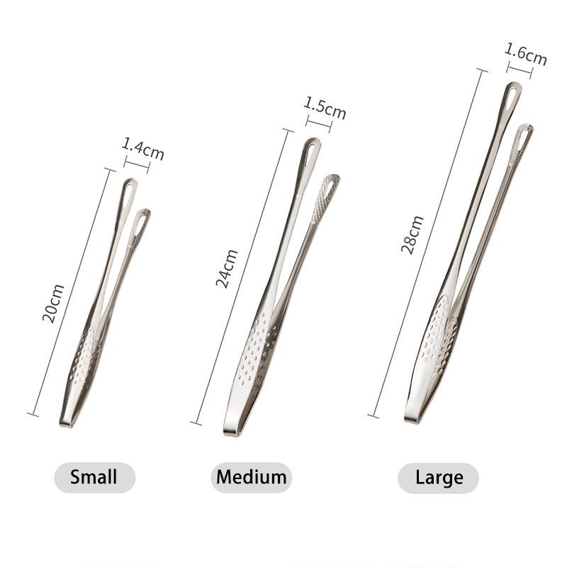 304 Stainless Steel Grill Tongs Korean BBQ Tongs Non-Slip Steak Clip Kitchen Tong for Cooking Pasta Salads Buffet Food Serving