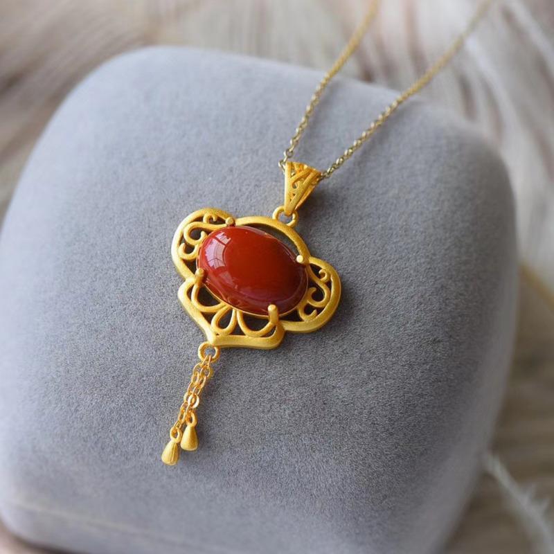 

Bella Box, новый стиль, темперамент, китайский красный воск, выдолбленный кулон, женская модная цепочка на ключицу для женщин, очаровательная вечеринка ко Дню матери