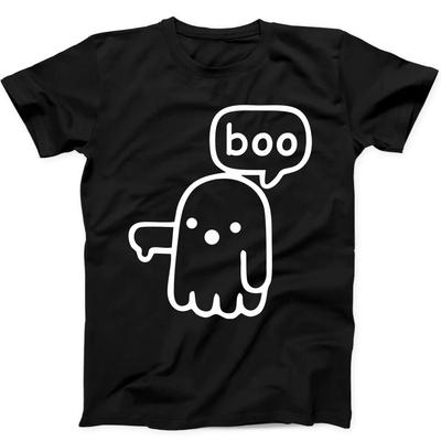 Halloweenowy Duch Dezaprobaty Boo Zabawny Fajny Prezent Koszulka Czarna 125