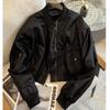 Damen Frühling und Herbst Cropped Jacke Lässig mit Reißverschluss Dünner Stil Strickjacke Baseball-Oberteil
