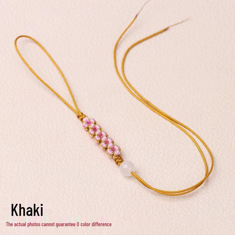 Peach Blossom Knot Phone Chain & Bag Pendant - Handmade Woven Jewelry Lanyard