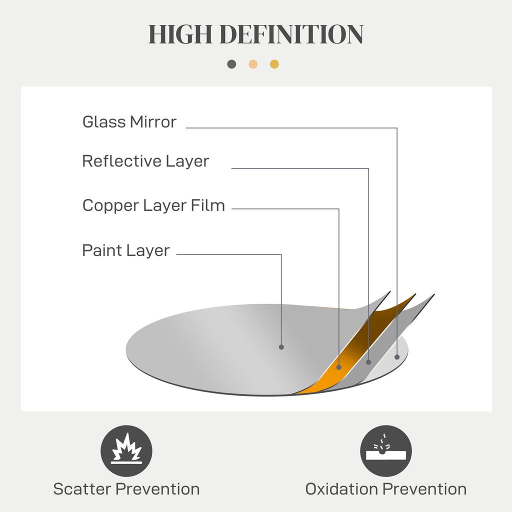 Metal Wall Art 65cm Modern Decorative Mirror Decor For Living Room Bedroom Dining Room Silver