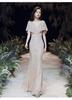 Champagne Banquet Evening Dress Sequins 1011 New Summer Temperament Long Fishtail Dress Annual Meeting Hosting Dress