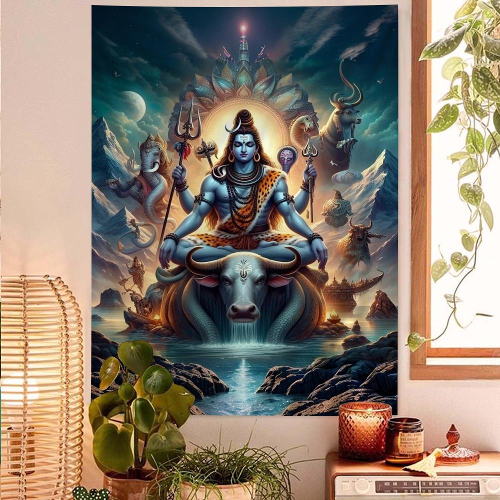 

VIKAMA Cosmic Shiva Tapestry MultiGods Living Room Bedroom Decoration All Seasons Indian Cultural Gifts 74x94cm(29x37in)
