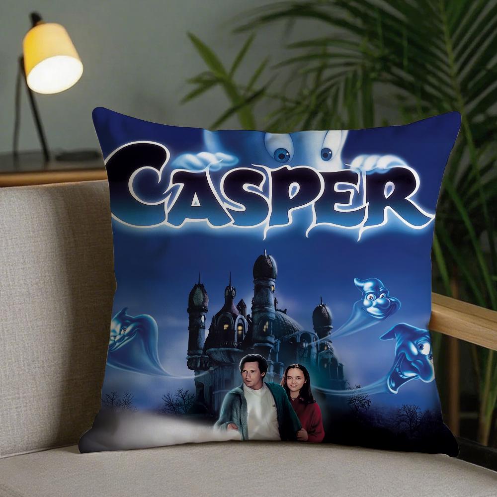 МУЛЬТЯШНЫЙ C-Каспер-R Дружелюбный Призрак Наволочка Милый Декор Комнаты Домашнего Офиса Защитные Пиксельные Чехлы Без Подушки 12x12Inch