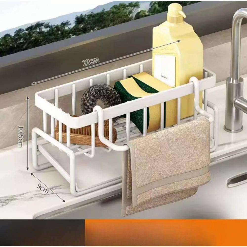 

Многофункциональная сушилка для губки из углеродистой стали, тряпка для кухонной полки, органайзер для моющего средства для посуды, кухонные стеллажи для хранения белый