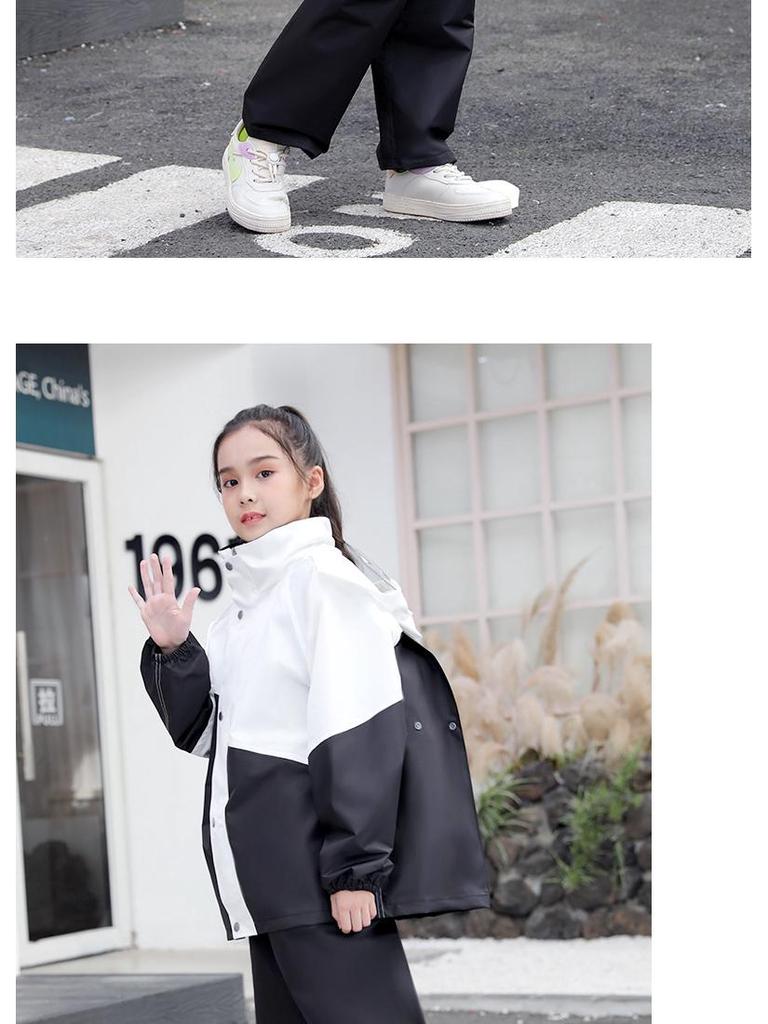 Kid's Raincoat & Pants Set with Large Brim and Backpack Slot for Boys and Girls