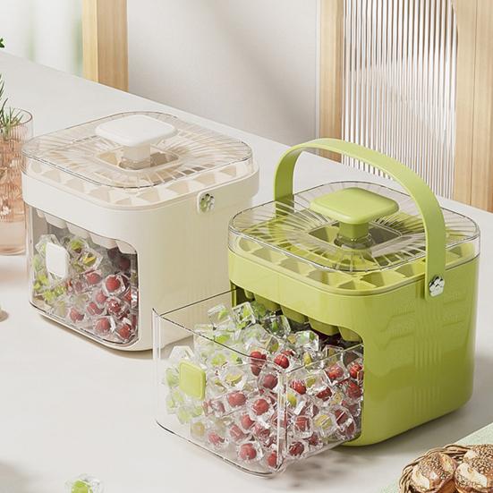 Ice Cube Mold 48 Grids Reusable Refrigerator Ice Maker Drawer Design Ice Tray Portable Easy Release Homemade Ice Making Tools Whiskey Cocktail Coffee