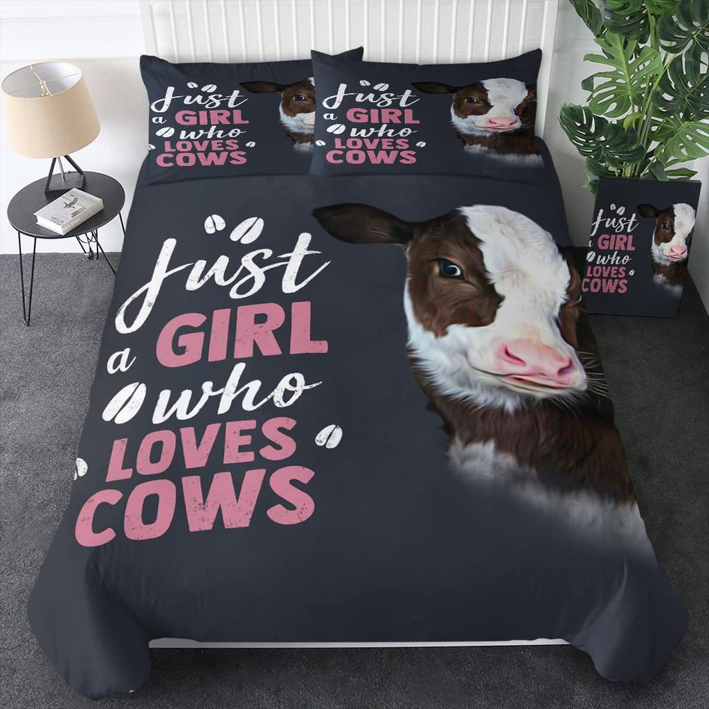 Animal Oil Painting Bedding Three-Piece Quilt Cover