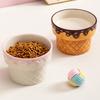 Large Diameter Cat Food Bowl Ice Cream Shape Elevated Cat Bowl Ceramic Cat Bowl  For Cats and Dogs