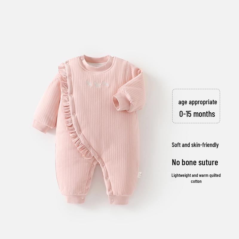 

Warm Padded Newborn Jumpsuit for Baby Girls - Thick Cotton for Autumn & Winter 73 cm