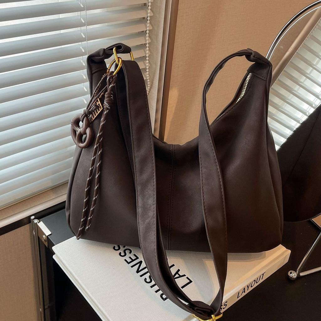 Velkokapacitní dámská retro taška přes rameno, měkká kožená taška do podpaží