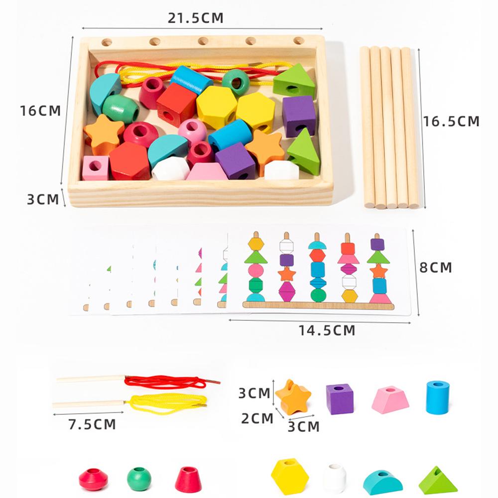 Wooden Beads Geometric Matching Toy Set For Kid Early Educational Playthings Kids Party Favor Toy