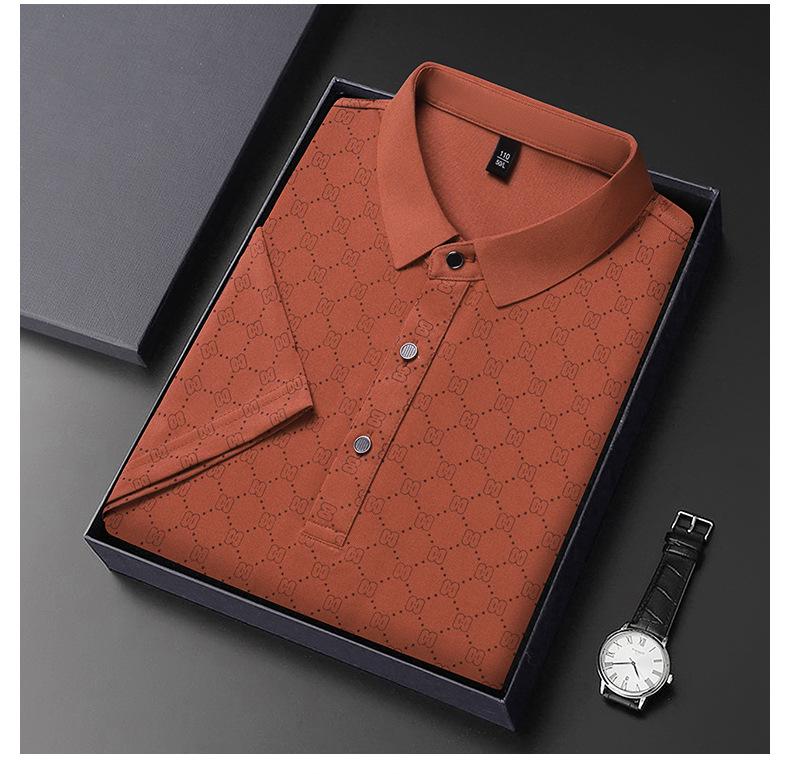 Men's Summer Ice Silk Polo: Loose Fit, Turn-Down Collar, Solid Color, Short Sleeve - New Trend for Middle-Aged