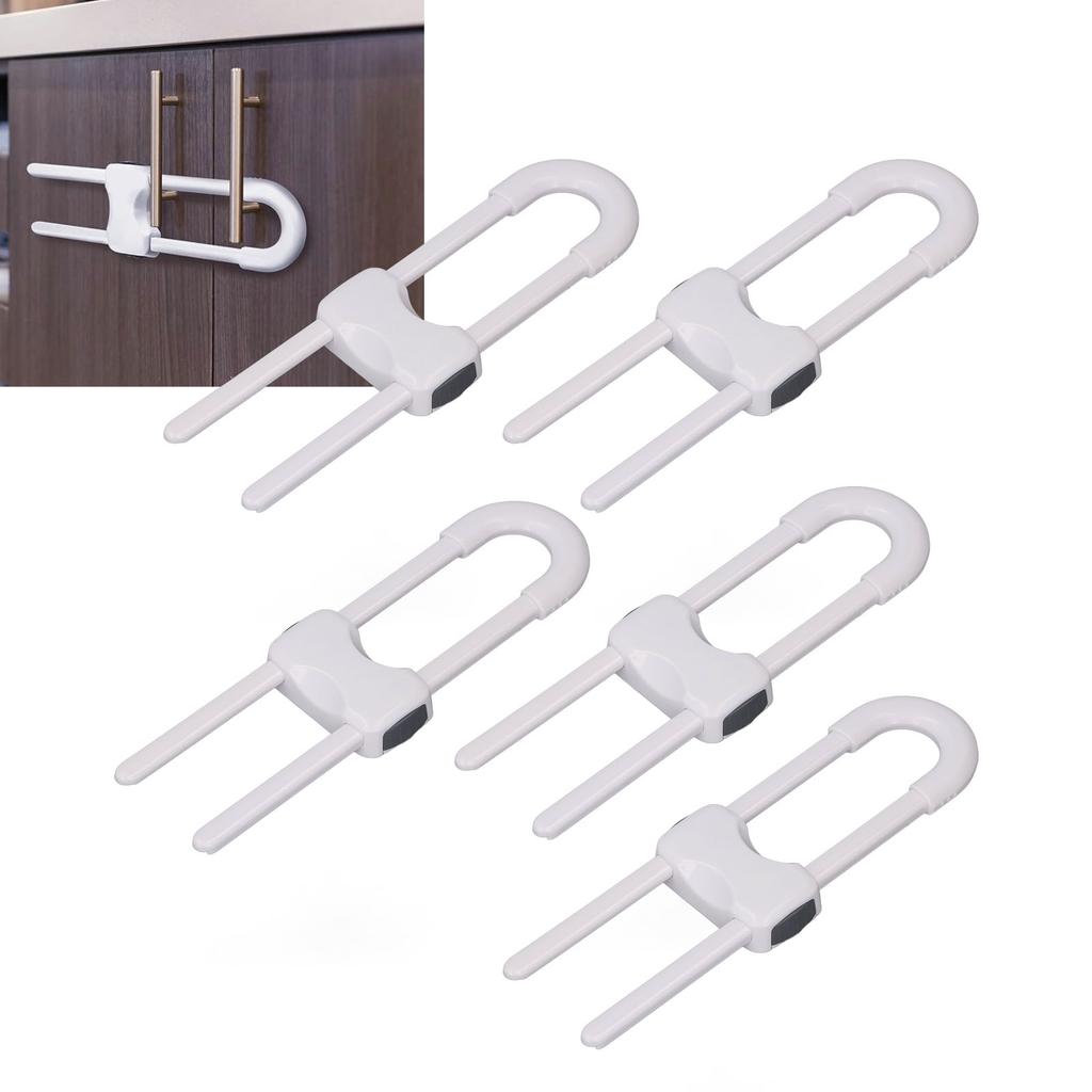 5Pcs Cabinet Handle Locks Multifunctional   U Shaped Child   Locks for Cabinet Drawer Gate Furniture Door Closet