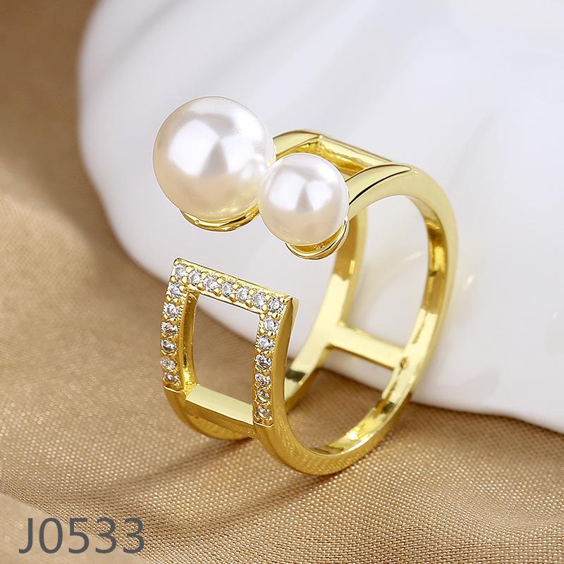 Korean Light Luxury Pearl Ring for Women – High-End Adjustable Index Finger Jewelry, Customizable Setting.