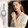 Süßes quadratisches Armband Funkelnder Diamant Analog Stilvolle Edelstahl-Quarz-Modeuhr für Damen Perfektes Geschenk für Tag Damenarmband-Display,