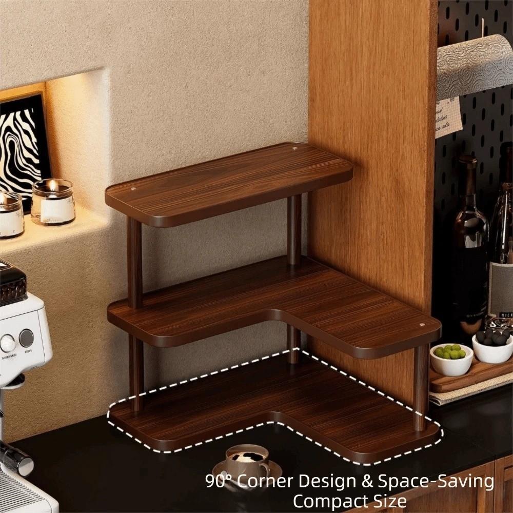 Rounded Edges Corner Desktop Shelves L-Shaped Cup Storage Rack Perfume Display Stand Coffee Corner