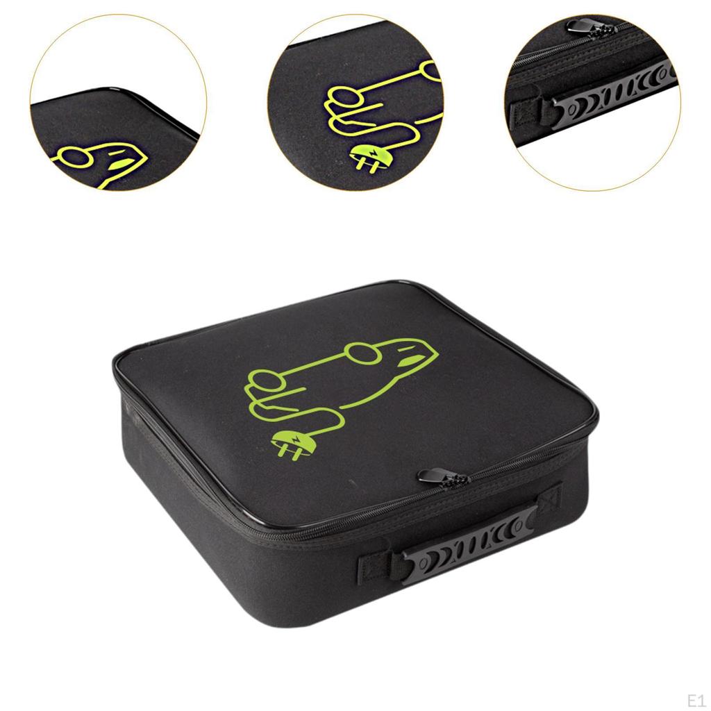 Jumper Cables Bag Black Portable for Auto EV Charger Cable Storage Organizer Oxford Cloth Convenient