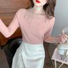 Jesienno-zimowa damska koszula z krótkim rękawem moda gorąca wiertarka sweter z półgolfem sweter z dzianiny wąska koszula z krótkim rękawem topy z długimi rękawami