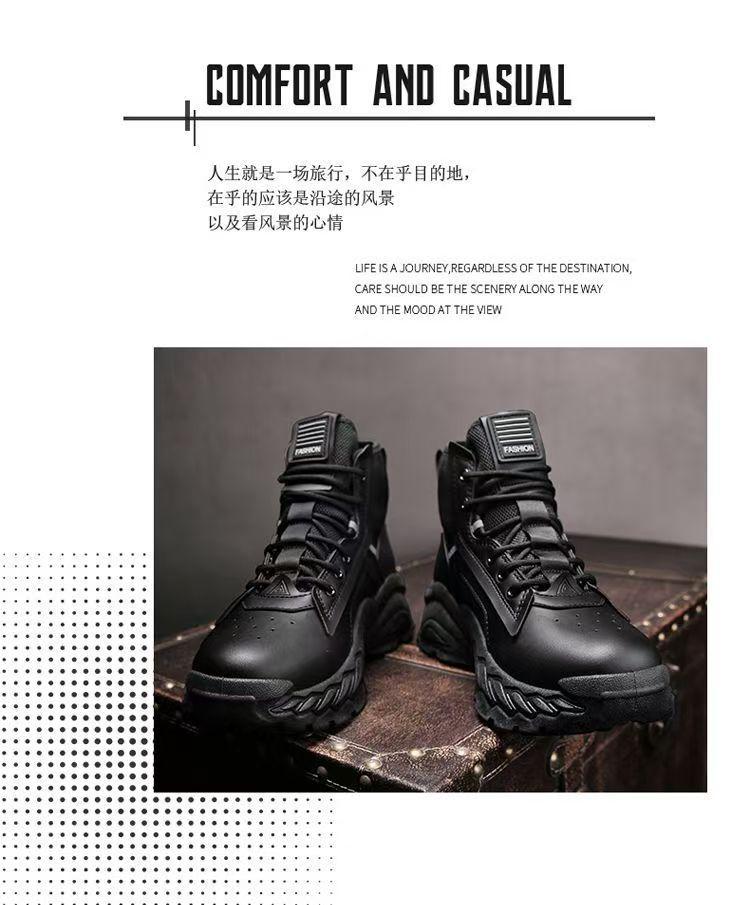 Short boots men's shoes autumn high top British style retro workwear boots thick soled waterproof outdoor shoes