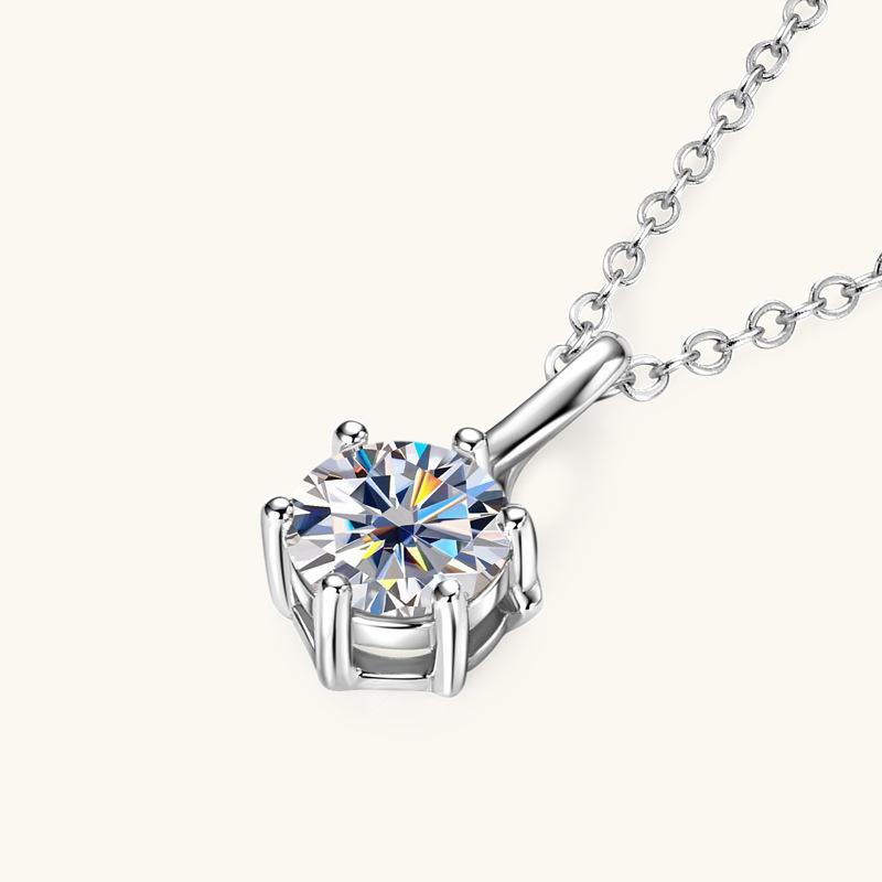 Gica Gema S925 Sterling Silver Necklace Simple Everything With 1 Carat Moissanite Pendant Necklace For Girlfriend Valentine's Day Gift