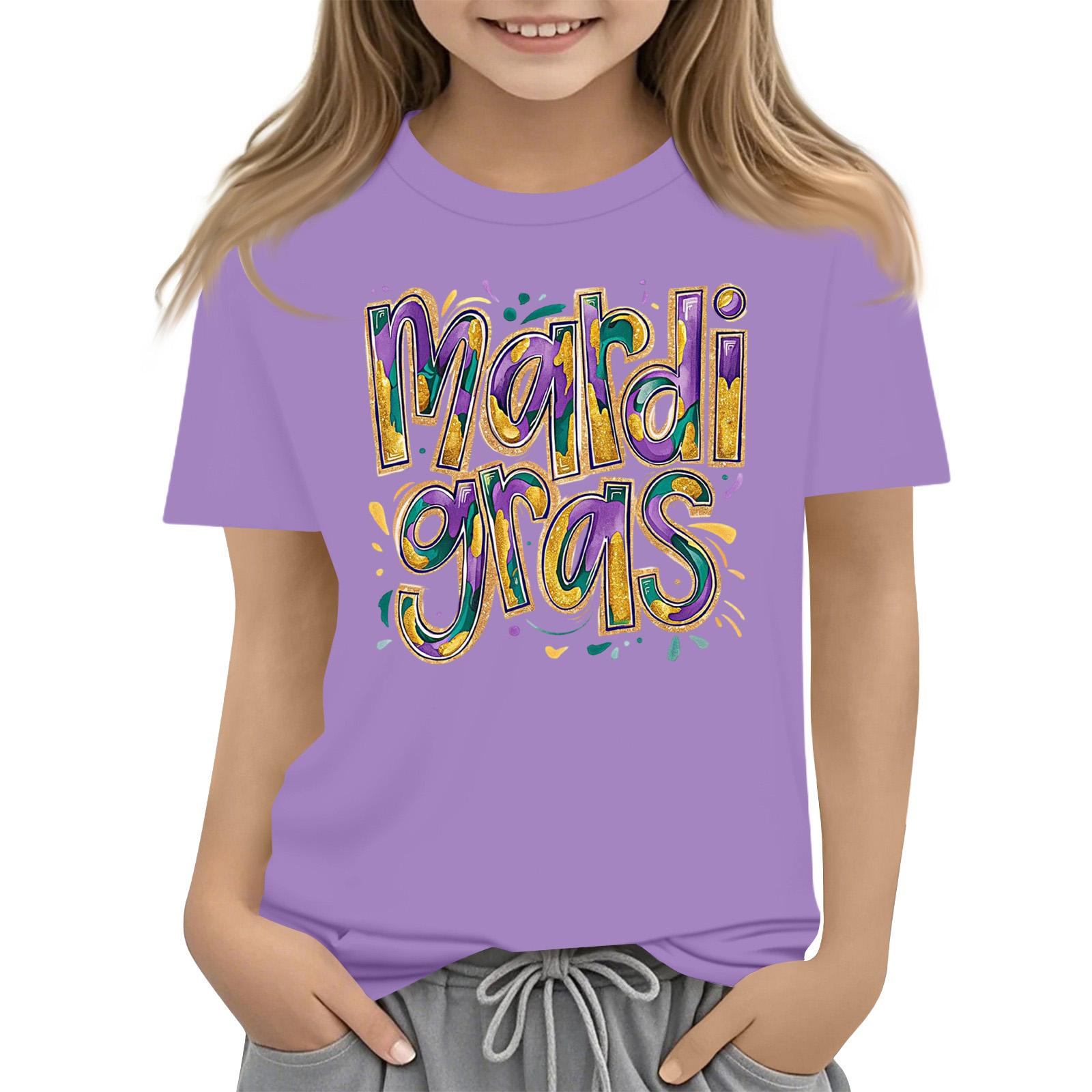 

Children s casual carnival print T-shirt, round neck pullover short-sleeve top 110