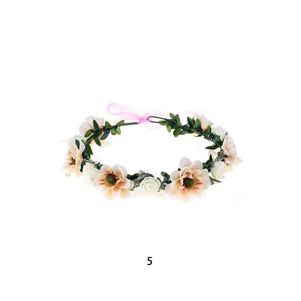 Adjustable Flowers Leaves Headband Elegant Headpiece Women Girls Hair Accessories Wreath Garland Wedding Headwear