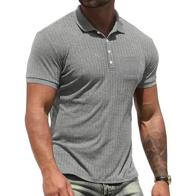 Magliette casual da uomo in cotone, da palestra, estive, con colletto a revers, a maniche corte, da uomo, abbigliamento da strada, elastiche alte