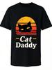 Humorous Cat Daddy TShirt8Retro Casual Short-sleeved T-shirt with a Round Neck and Printed Pattern,