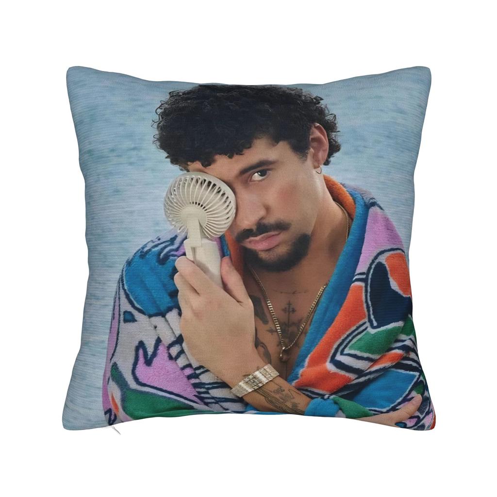 Singer Bad Bunny Pillowcase Doublesided Printing Polyester Cushion Cover Decorative Throw Pillow Case Cover Home