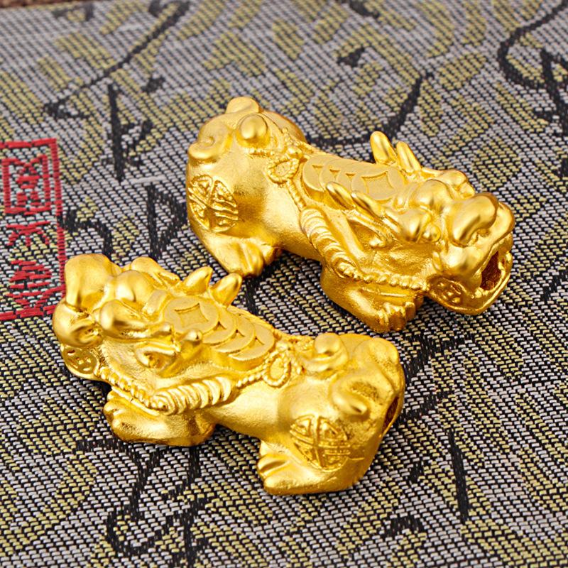 

Настоящее 100% чистое золото 24 К, доставка, бусины Pixiu, аксессуары, тканый браслет Pixiu, золотые украшения на год рождения