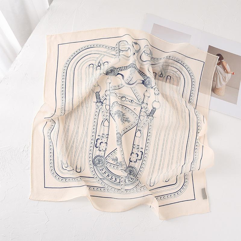 2025 spring new square scarf French printing silk mulberry silk silk scarf temperament commuter shirt scarf women 67*67