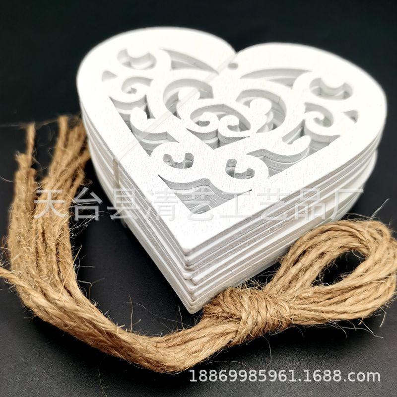 Valentine'S Day Hollow Love Wood Chips Diy Wedding Decoration Colorful Wood Chips Heart-Shaped Pendant