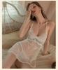 Yi Yue Strappy Lace Deep V Mesh Nightdress 8473