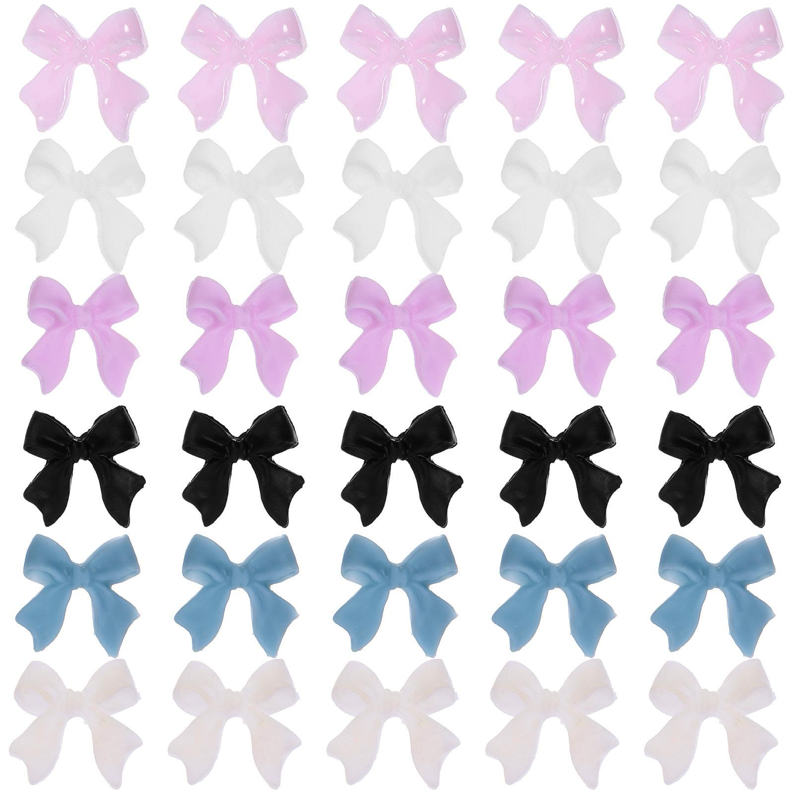 

30Pcs Elegant Bow Nail Charms Resin Nail Art Decorations Long Wearing Easy Application for Natural Fake Nails Manicure Ornaments 1.1X1.1X0.3CM