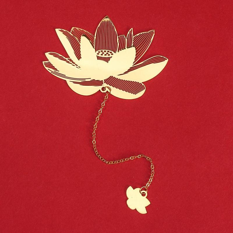 Semne de carte metalice Lotus de culoare aurie vintage pentru citit pagini de carte ghid marker birou școală papetărie cadou rafinat marcaje de mână