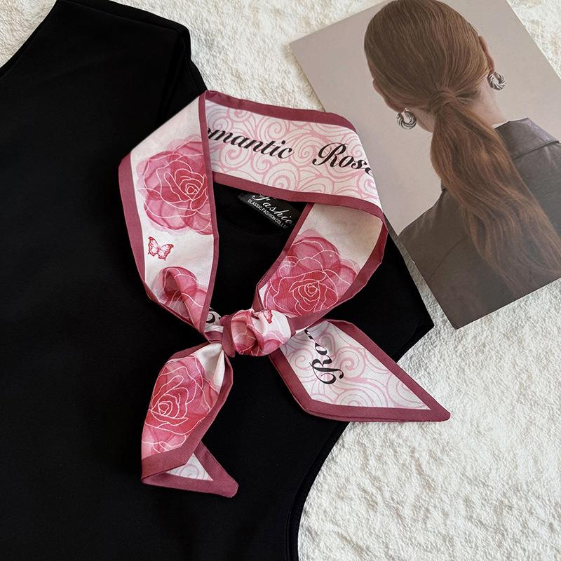 New Luxury Brand Model Small Silk Scarf for Women Hair Band Bag Handbag Handle Ribbon Scarf Neckerchief Headbands Choker