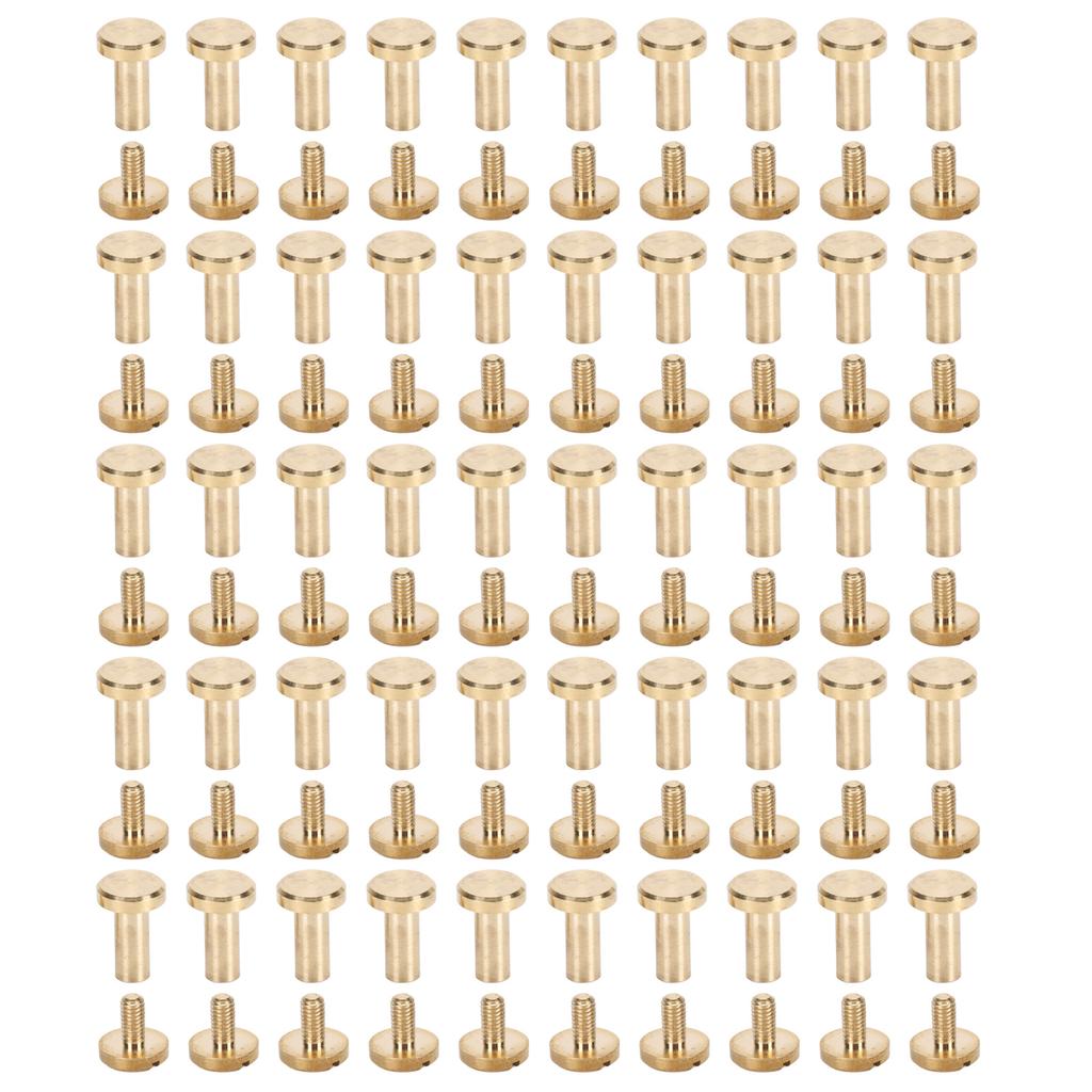 50Pcs Decorative Rivets 50Pcs Slot Flat Head Screws Brass Screw Rivet Set for DIY Leather Crafting