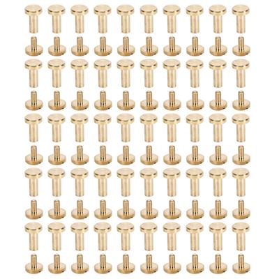 50 Stück Ziernieten 50 Stück Schlitz Flachkopfschrauben Messing Schraubnieten Set für DIY Lederhandwerk