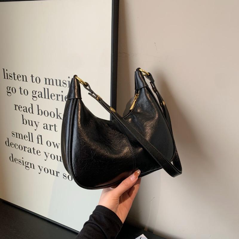 

Ретро стиль новая мода сумка-седло простая атмосфера сумка через плечо текстура подмышечная женская сумка-мессенджер чёрный