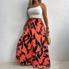 Women’s Loose Fit Printed Wide Leg Palazzo Pants with Elastic Waistband and Flowing Skirt Style Comfortable Design
